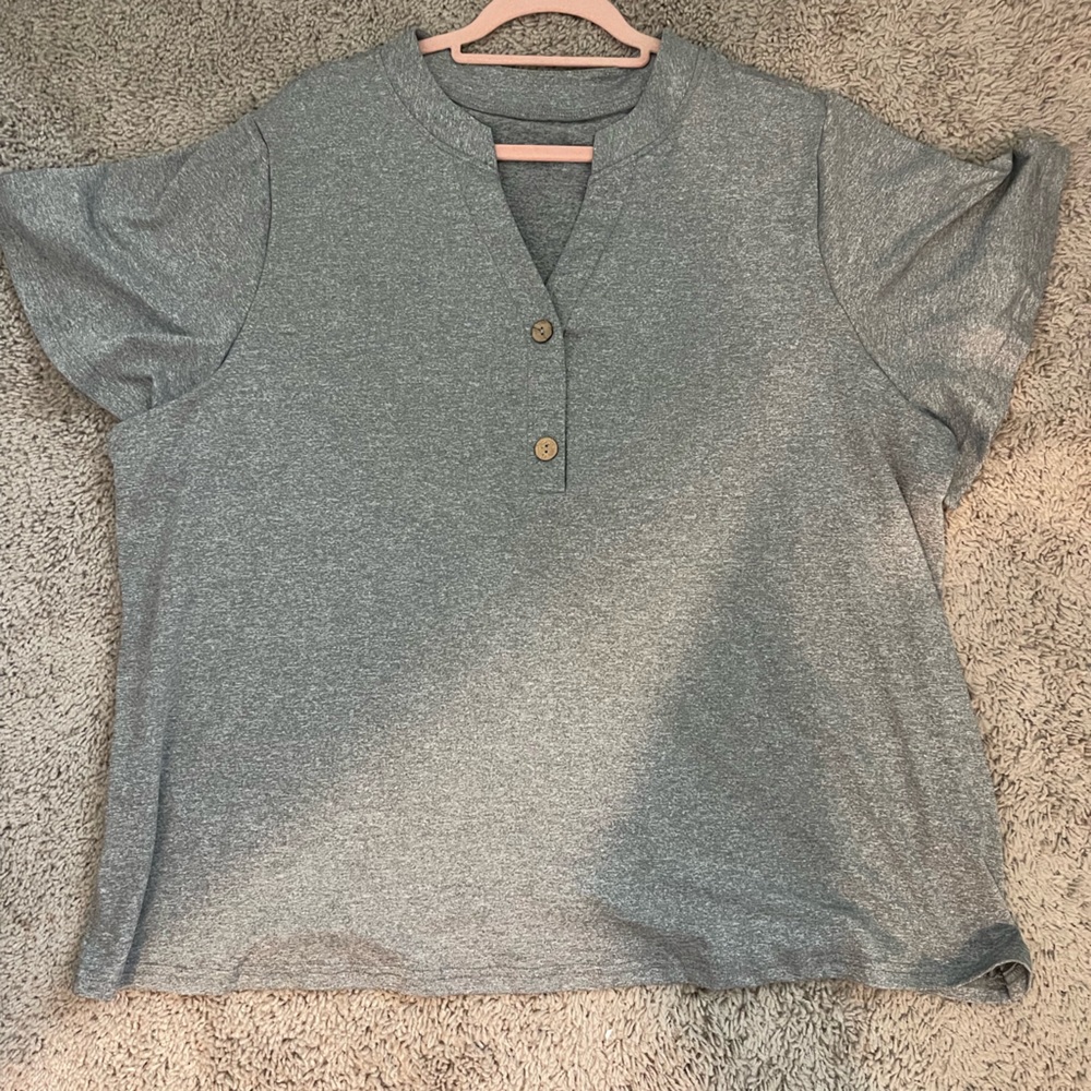 SHEIN 3XL Button Down Gray Blouse